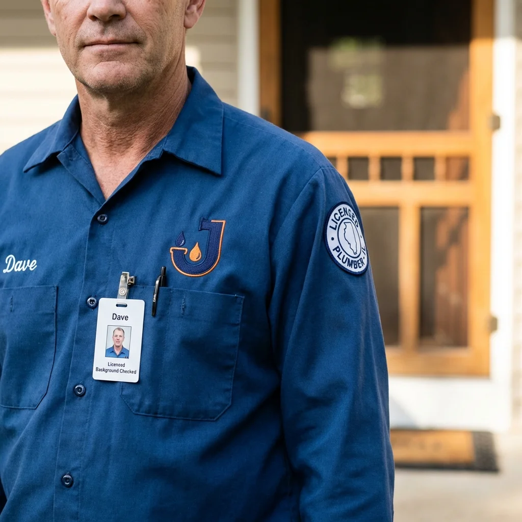 Licensed plumber showing ID badge in Cornelius, OR