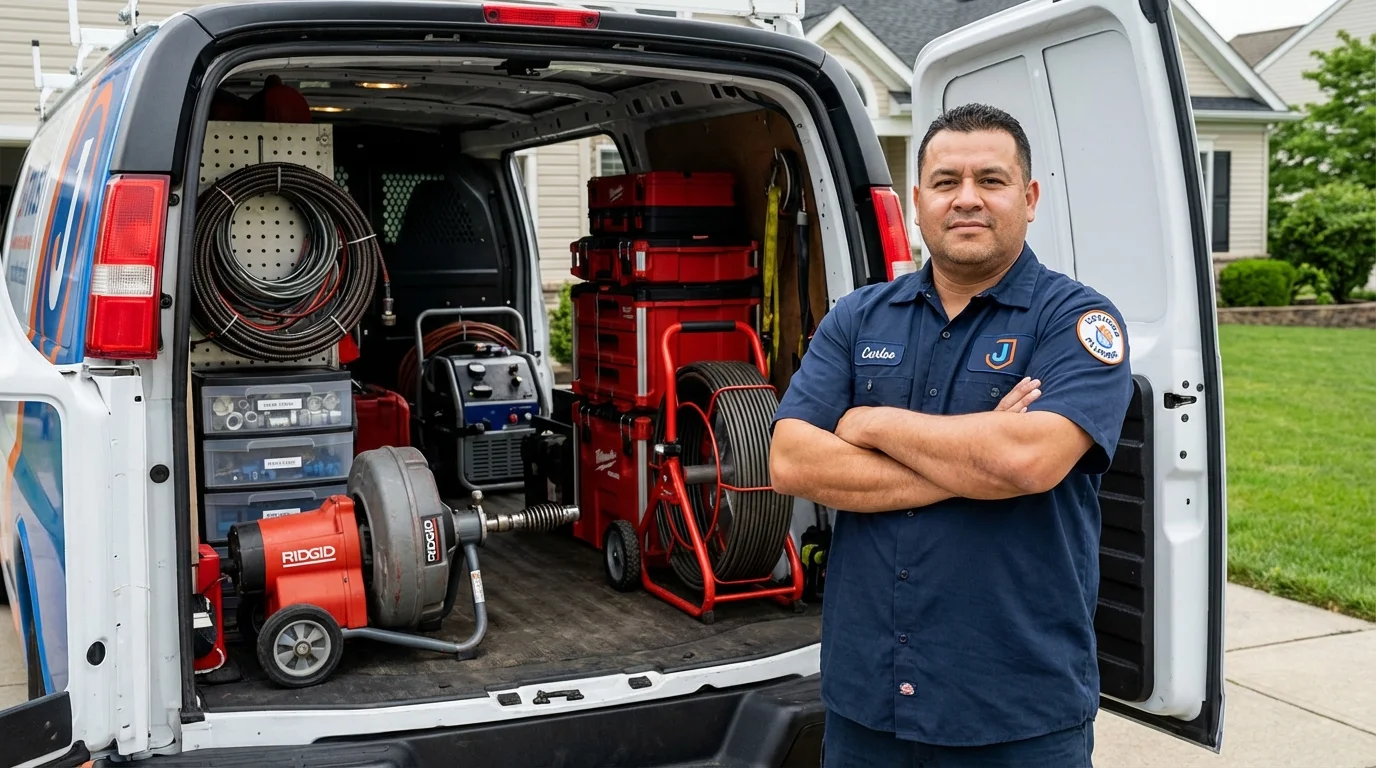Professional drain cleaning equipment and Johns Plumbing LLC plumber in Cornelius