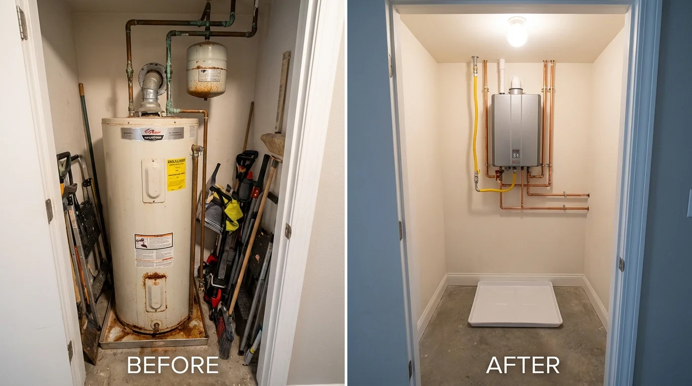 Tank water heater versus wall-mounted tankless unit comparison for Cornelius, OR homeowners